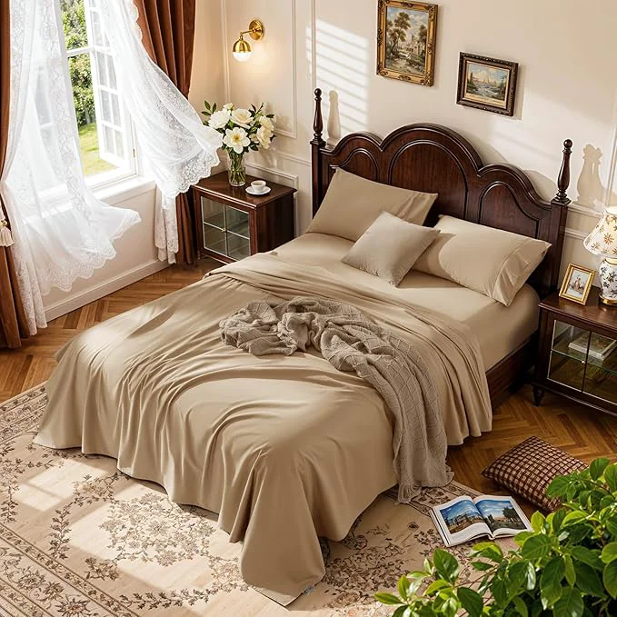 Stylish LBRO2M Cotton Sheets Set Deep Pocket 19 1000 Thread Count California High-Grade