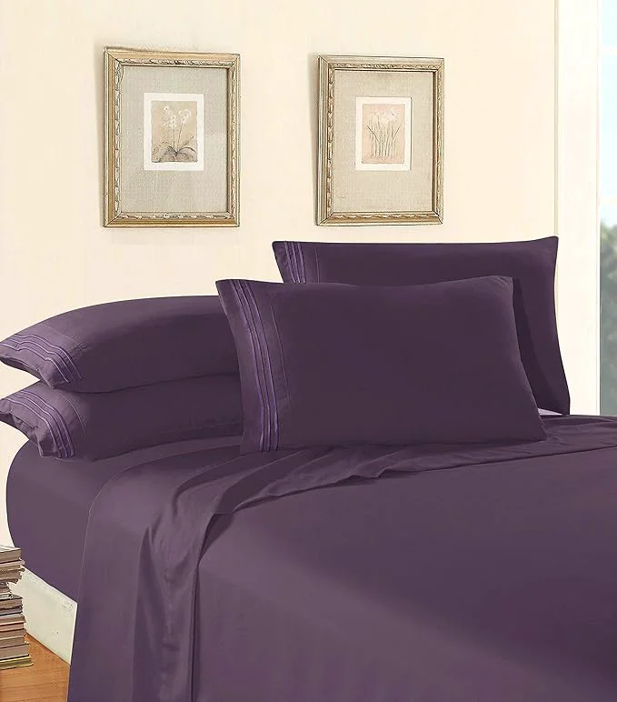 Detailed Elegant Comfort Luxury 1500 Premium Hotel Quality Microfiber 5-Piece Sheet Set Outstanding