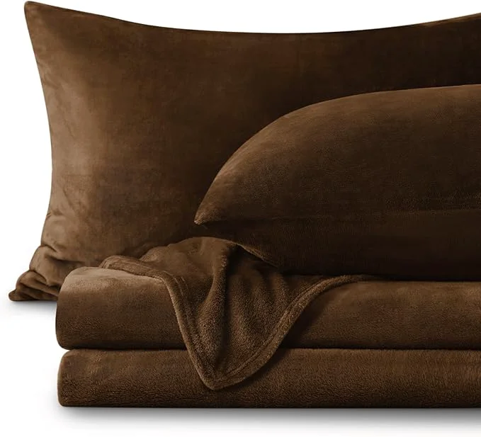 Functional BEDELITE Flannel Sheets King Size Brown Long-Lasting