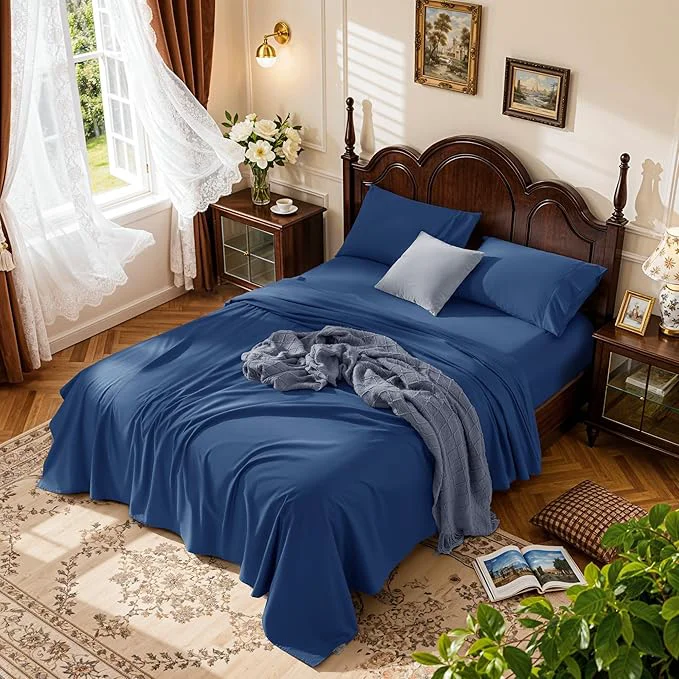 World-Class LBRO2M 1000 Thread Count Cotton Sheets Set Full Size Bed Sheet 4 Piece Crafted