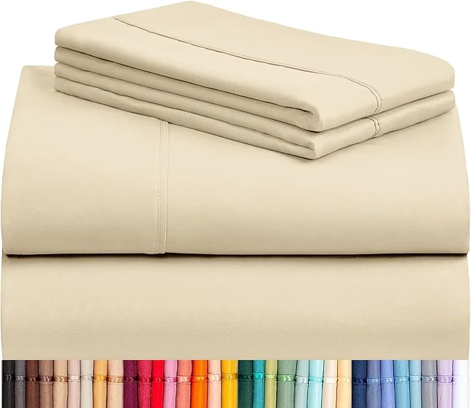 Clean LuxClub 4 PC King Size Sheet Set Deep Pockets 18 Wrinkle Cooling Bed High-Grade