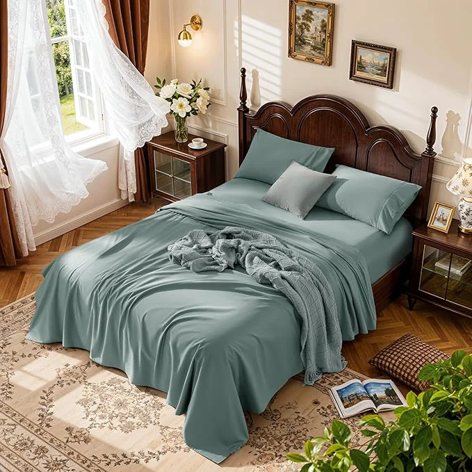Dependable LBRO2M 1000 Thread Count Egyptian Cotton Sheets Set Queen Size 4 Piece Fine