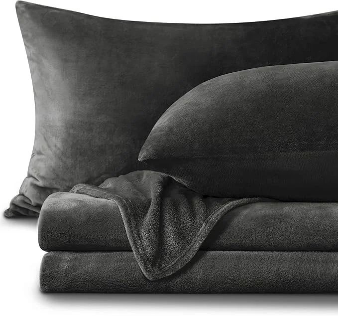 Stylish BEDELITE Flannel Sheets Queen Size Dark Grey Smart