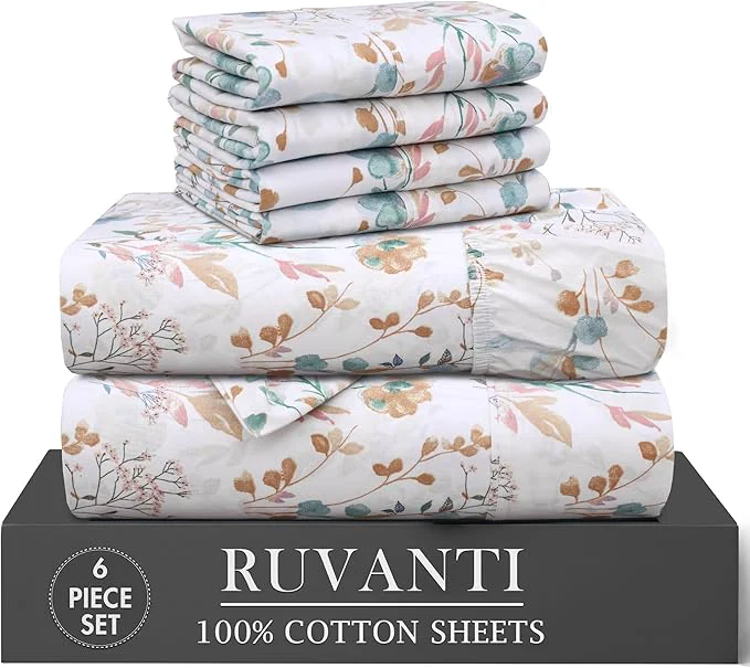 Soft RUVANTI 6 Pcs Cotton Sheets Prestigious
