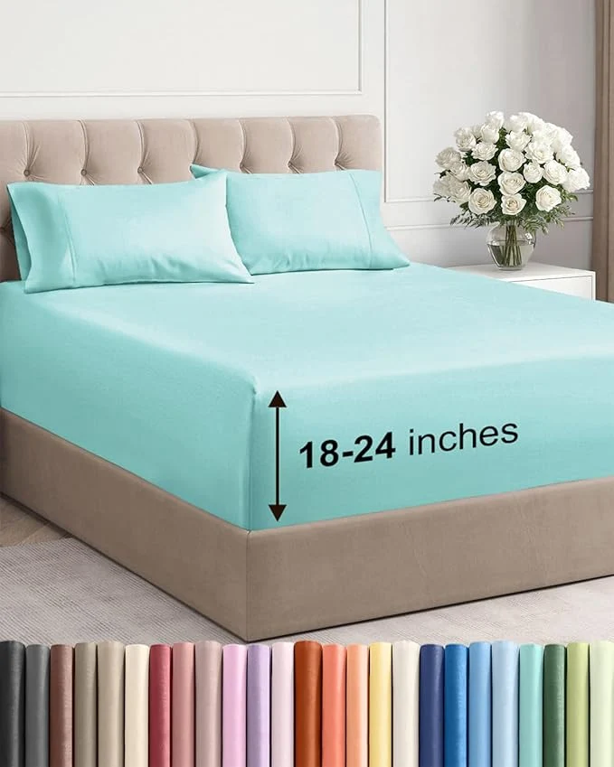 Breathable Extra Deep Cal King Sheet Set Solid