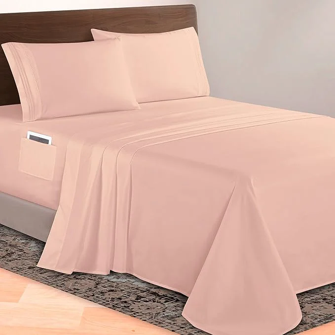 Traditional Elegant Comfort Luxurious 1500 Premium Hotel Quality Microfiber 4-Piece Sheet Healthy