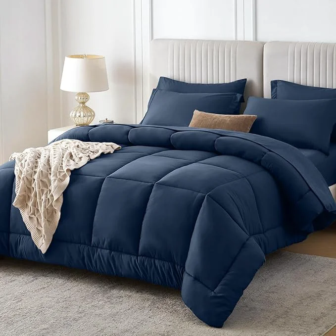 Powerful Sasttie Super King Comforter Set 7 Pieces Extra Large Bed in a Bag Complete High-Quality
