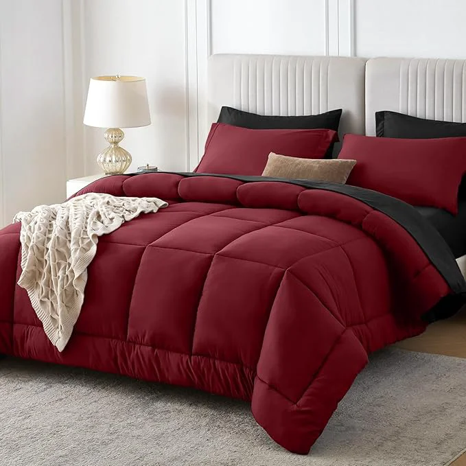 Smart Sasttie Oversized King Comforter Set 7 Pieces Reversible Bed in a Bag Environmentally Friendly