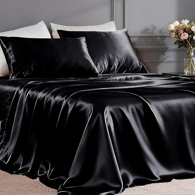 Elegant FreshCulture Satin Sheets Twin Size Bed Set Flexible
