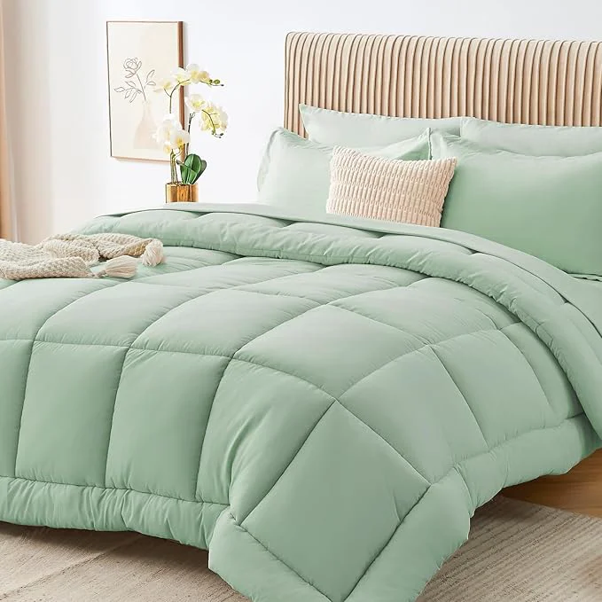Lightweight Sasttie King Size Comforter Set 7 Pieces Bed in a Bag King Complete Bedding Efficient