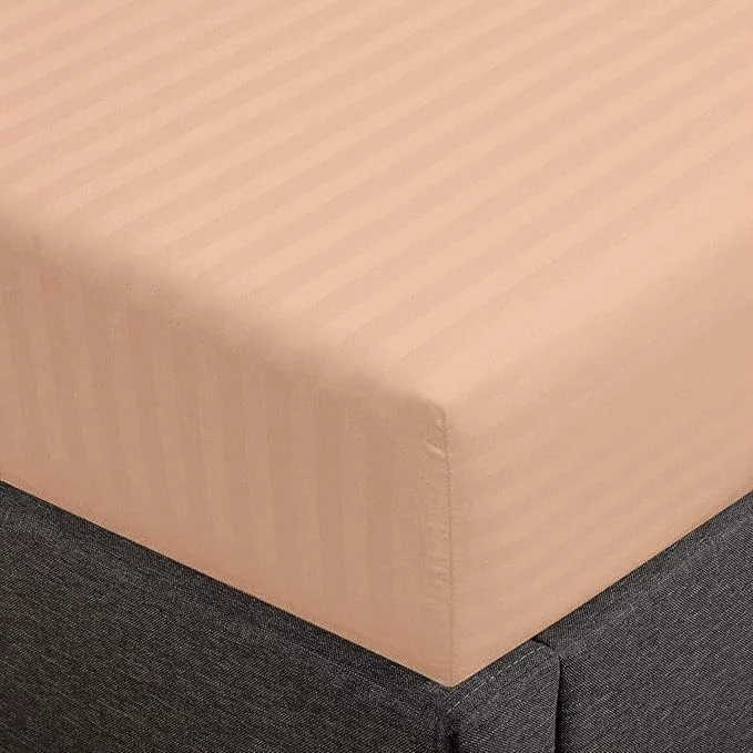Easy-to-Use Feather Stitch 1 Piece Fitted Sheet Full Size Cotton Damask Sateen Weave Secure