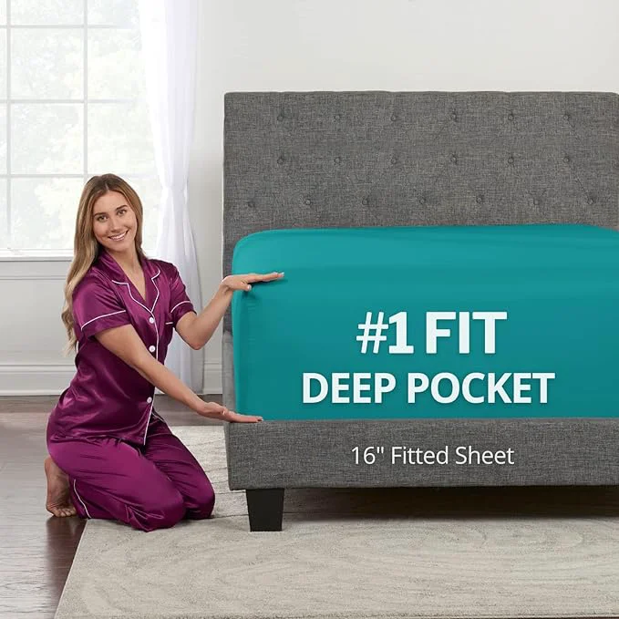 Soft Kids Twin Deep Pocket Fitted Sheet 16′-18′ Mattress Toppers Lovely Teal Original Design