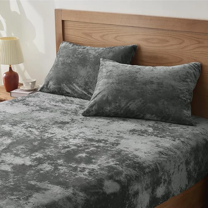 Professional BEDELITE Velvet Fitted Sheet and Pillowcases Set Luxury Soft Fuzzy Bottom Sheet Practical