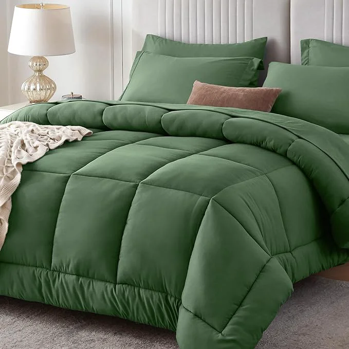 Enhanced Sasttie King Size Comforter Set 7 Pieces Bed in a Bag King Complete Bedding High-Grade