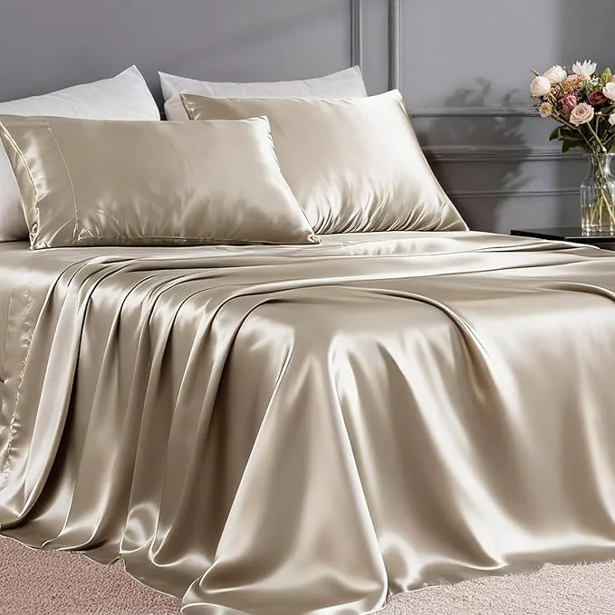 Superior FreshCulture Satin Sheets Twin Size Bed Set High-End