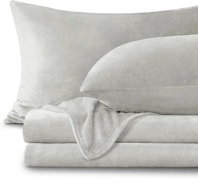 Professional BEDELITE Flannel Sheets Full Size Light Grey Detailed