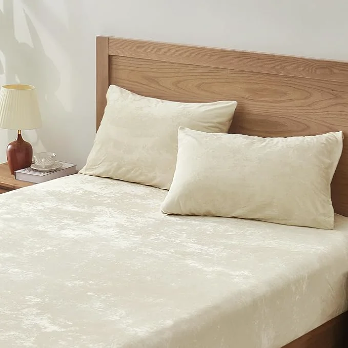 Responsible BEDELITE Velvet Fitted Sheet and Pillowcases Set Luxury Soft Fuzzy Bottom Sheet Unique