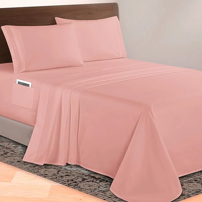 Detailed Elegant Comfort Luxurious 1500 Premium Hotel Quality Microfiber 4-Piece Sheet Prestigious