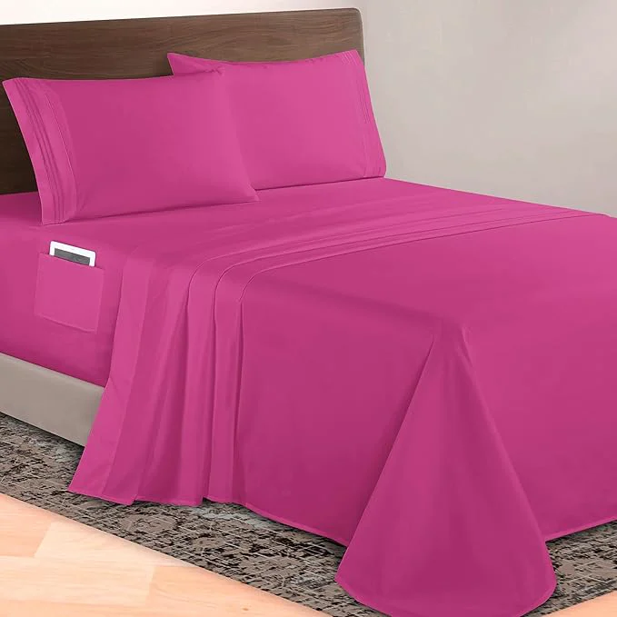 Detailed Elegant Comfort Luxurious 1500 Premium Hotel Quality Microfiber 4-Piece Sheet Durable