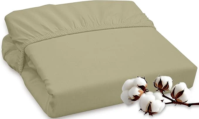Contemporary ROYALE LINENS 300 Thread Count Long Staple Combed Cotton Fitted Sheet Refined