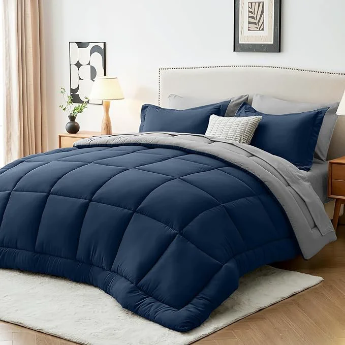 Elegant Sasttie King Size Comforter Set 7 Pieces Bed in a Bag King Complete Bedding Advanced