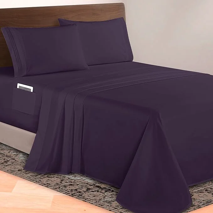 Detailed Elegant Comfort Luxurious 1500 Premium Hotel Quality Microfiber 4-Piece Sheet Professional