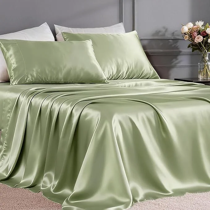 Comfortable FreshCulture Satin Sheets Twin Size Bed Set Convenient