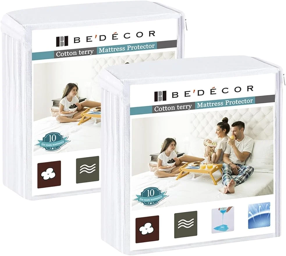 Casual Bedecor 2 Packs Twin Mattress Protector Waterproof Protection Soft Cotton Terry Efficient