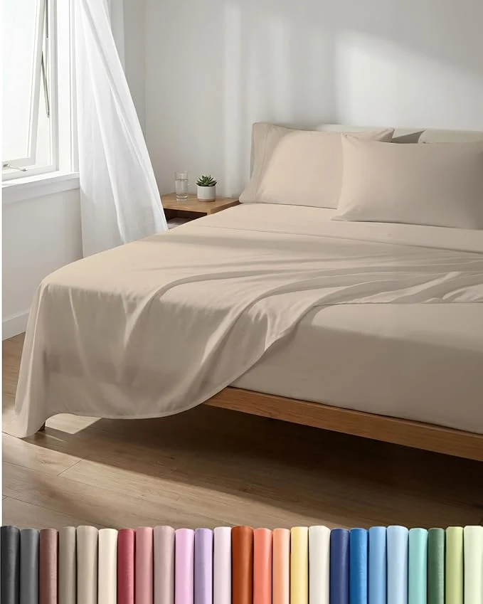 Exceptional Lightweight 4 Piece Bed Sheet Set Queen Size Flexible