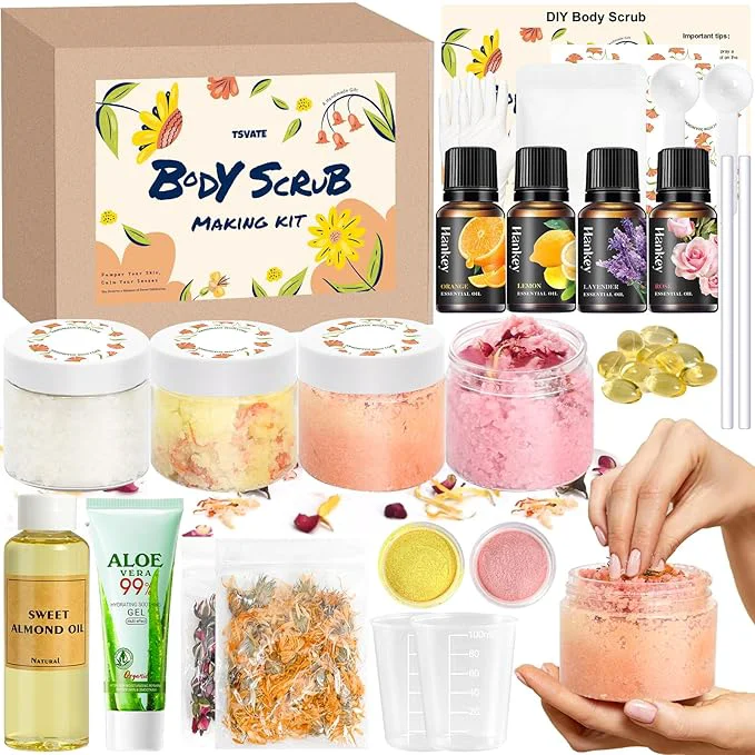 Verified TSVATE Body Scrub Making Kit- Make Your Own Salt Body Scrub Salt Scrub Next-Generation