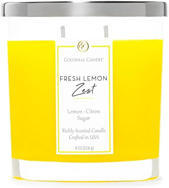 Fine Crafted Colonial Candle Fresh Lemon Zest Scented Candle Jar Highly Fragranced Candles Sustainable