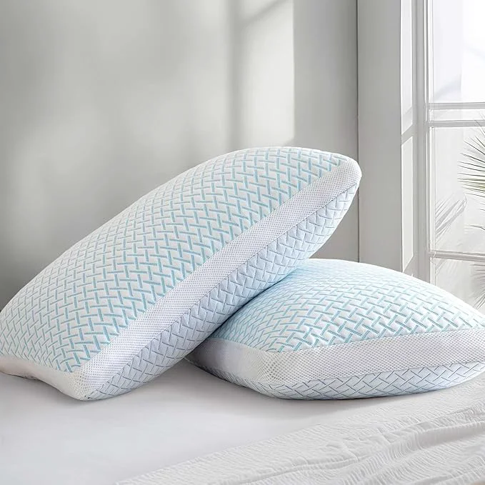 Luxury Ankwos Shredded Memory Foam Cooling Soft Bamboo Viscose Pillows Queen Size Set Classic