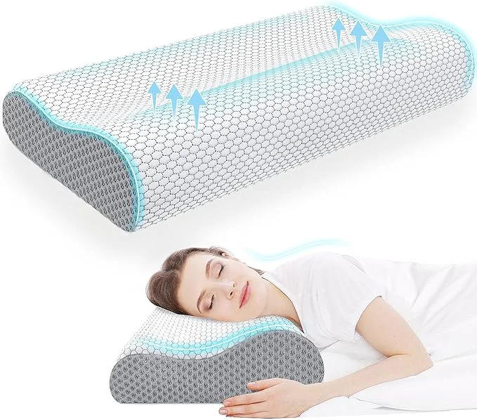 Environmentally Friendly CloudBliss Memory Foam Pillow Ergonomic Neck Contour Cervical Pillow Natural