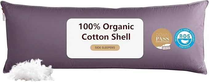 Classic Goose Down Body Pillows for Adults Large Body Pillow for Side Sleeper Reusable