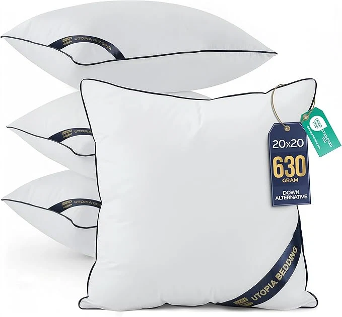 Traditional Utopia Bedding Throw Pillow Inserts 20 x 20 Inches Decorative Indoor Pillows Elegant