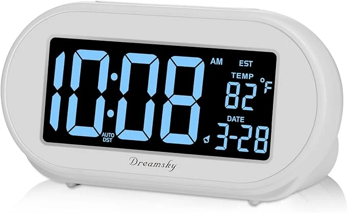 Flexible DreamSky Alarm Clocks for Bedrooms Auto Set Digital Desk Clock for Bedside Lightweight
