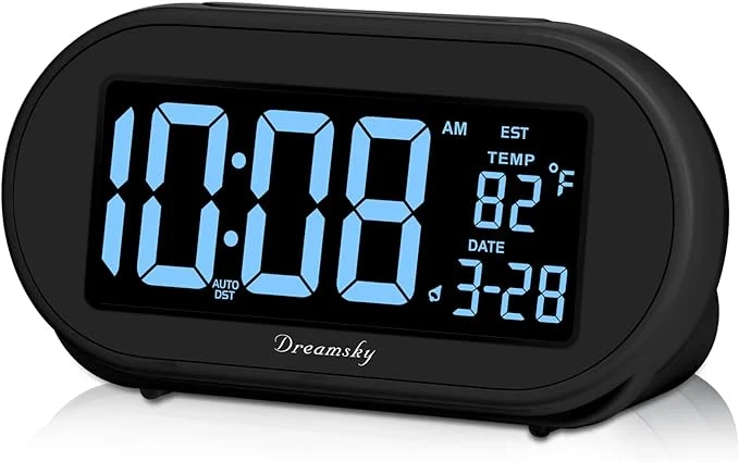 Eco-Friendly DreamSky Alarm Clocks for Bedrooms Auto Set Digital Desk Clock for Bedside Healthy