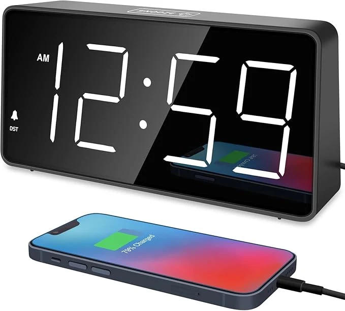 Minimalist Peakeep Digital Alarm Clock for Bedroom Bedside Loud Alarm Clock for Heavy Professional