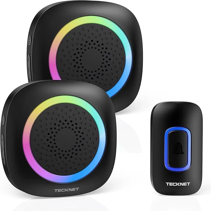 High-End TECKNET Wireless Doorbell with 2 Portable Receivers Battery Powered Doorbell Exclusive
