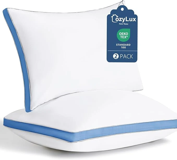 Original Design CozyLux Pillows Queen Size Set of 2 Soft and Supportive 3D Down Outstanding