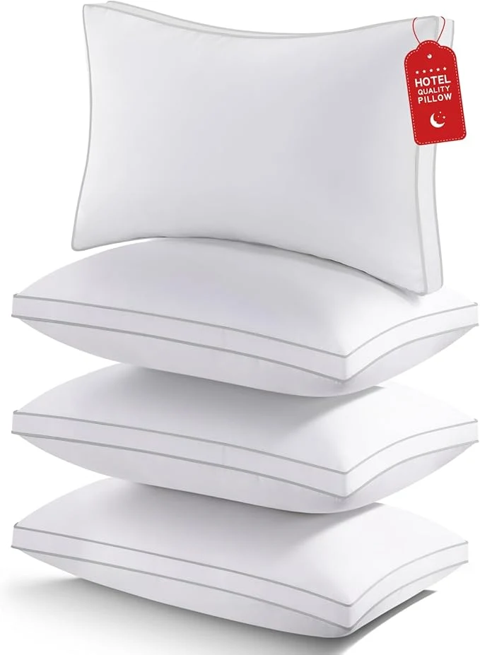 Secure ROUMEA Pillows Queen Size Set of 4 Gusseted Bed Pillows Breathable