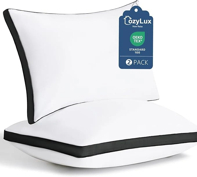 Carefully Designed CozyLux Pillows Queen Size Set of 2 Soft and Supportive 3D Down Responsible