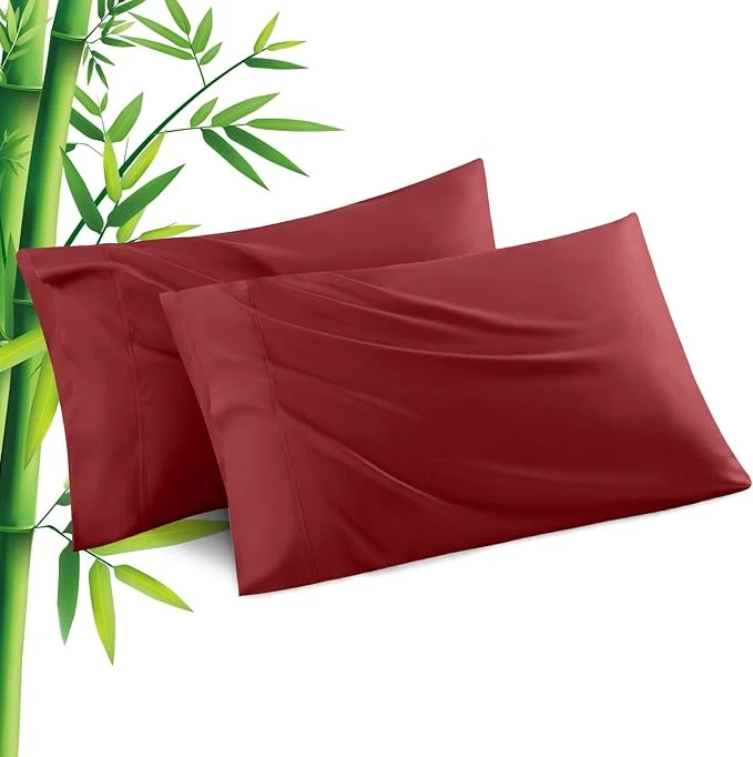 Premium Pillowcases Queen Size 2 Pack Viscose Cooling Pillow Cases Long-Lasting