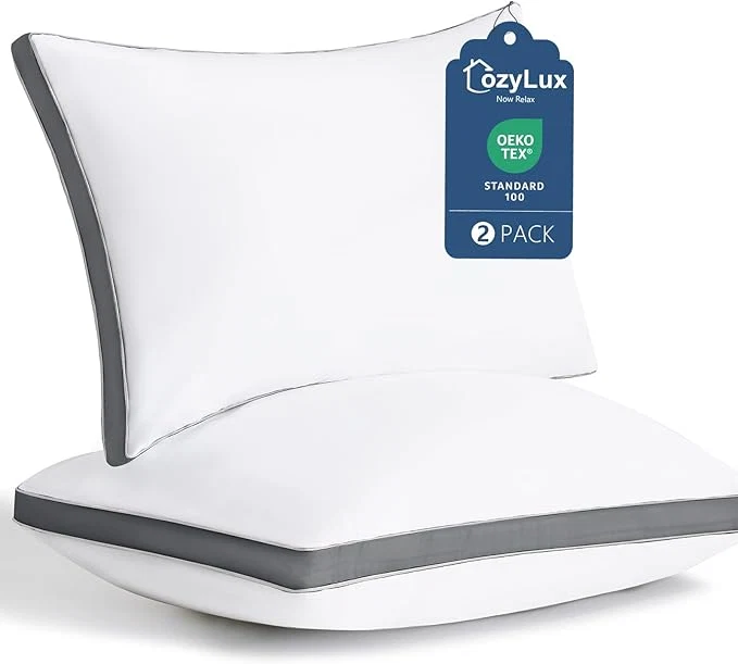 Authentic CozyLux Pillows Standard Size Set of 2 Soft Supportive Down Bed Specialty