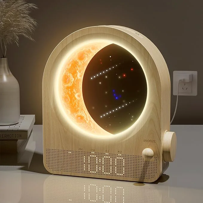 Verified blonbar Sunrise Alarm Clocks for Bedrooms Stepless Dimmable Moon Lamp Dual Clean