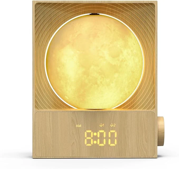 Carefully Designed Sunrise Alarm Clock 360-Degree Rotating Moonlight 10 White Noise Sounds Pure