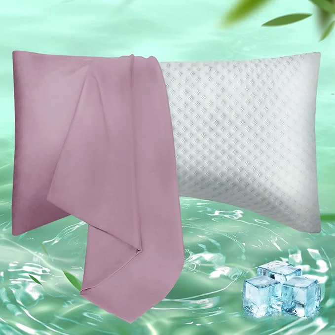 Smooth Curved Pillow Case Queen Size Side Sleeper Pillow Cases Cover Cooling Rayon Modern