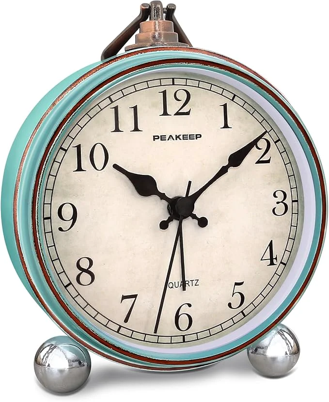 Verified Peakeep 4 Small Battery Operated Antique Retro Analog Alarm Clock User-Friendly