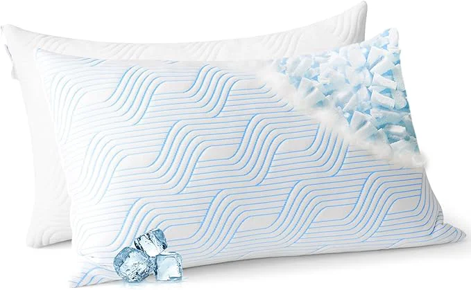 Reliable Cooling Bed Pillows for Sleeping 2 Pack Shredded Memory Foam Pillows Queen Size Trendy