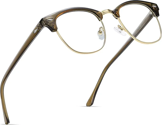 Comfortable Blue Light Blocking Glasses Vintage Half Frame UV Clear Lens Anti Eyestrain Recyclable